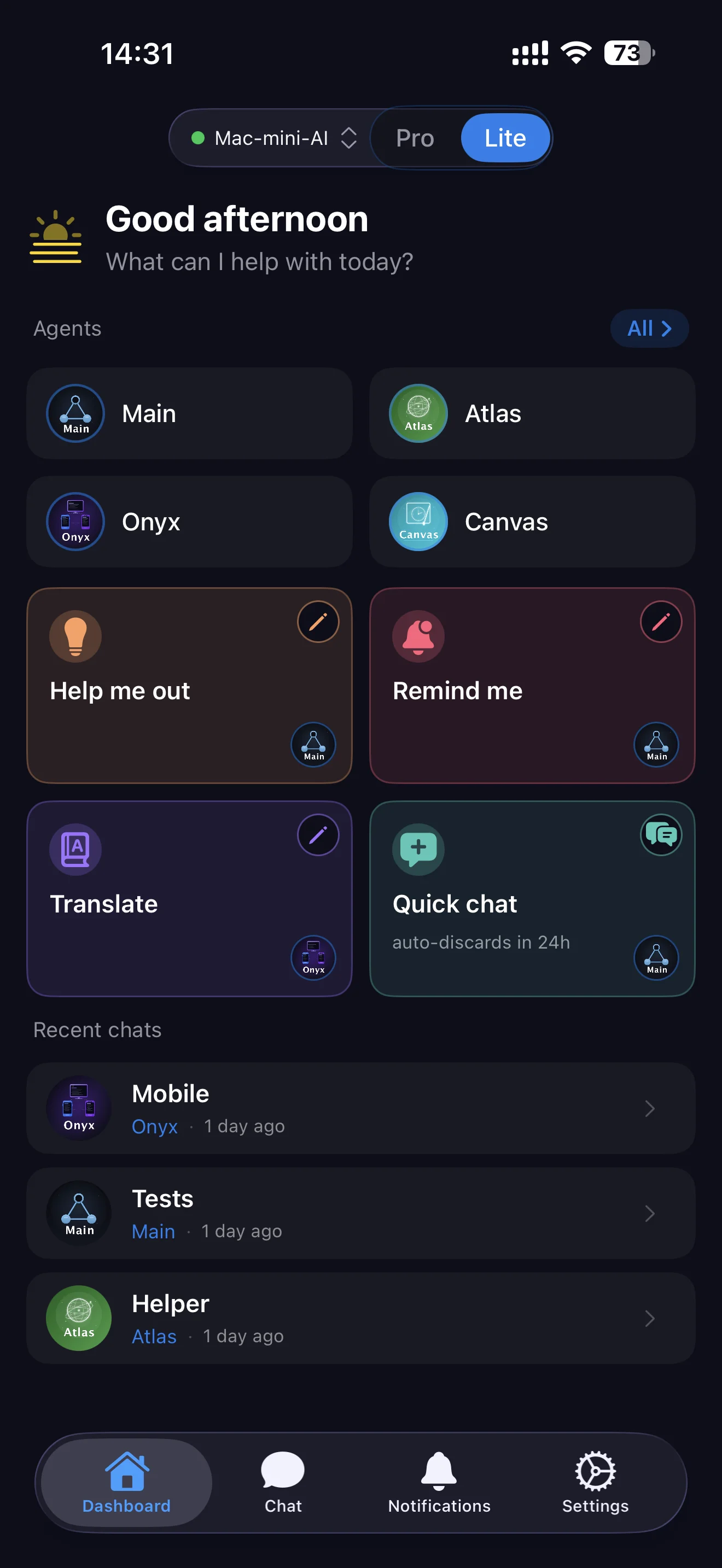 Sygen Lite mode — simple chat-first experience